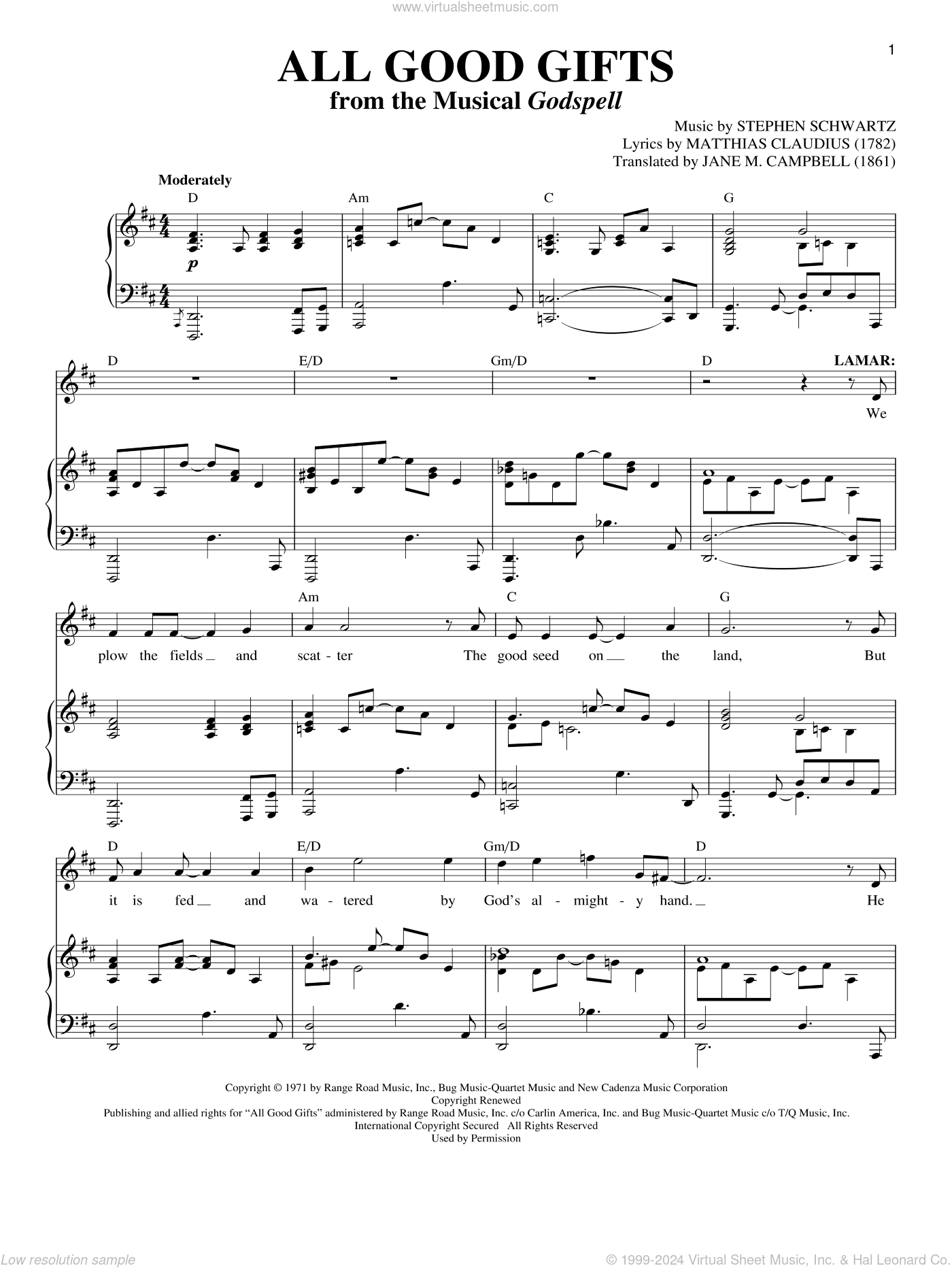 All Good Gifts sheet music for voice and piano (PDF-interactive)