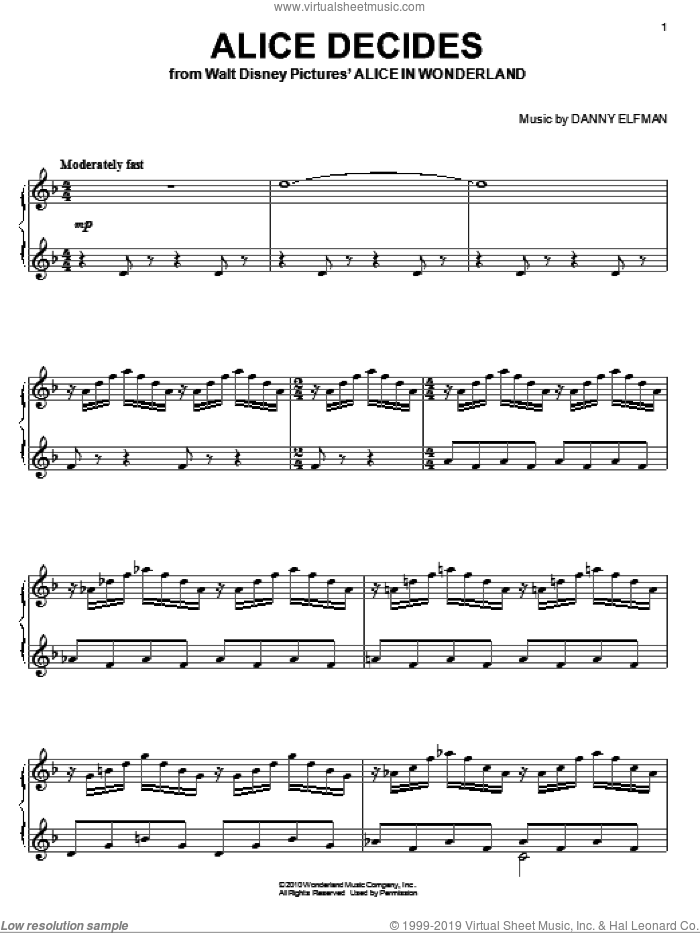 Alice Decides sheet music for piano solo (PDF-interactive)