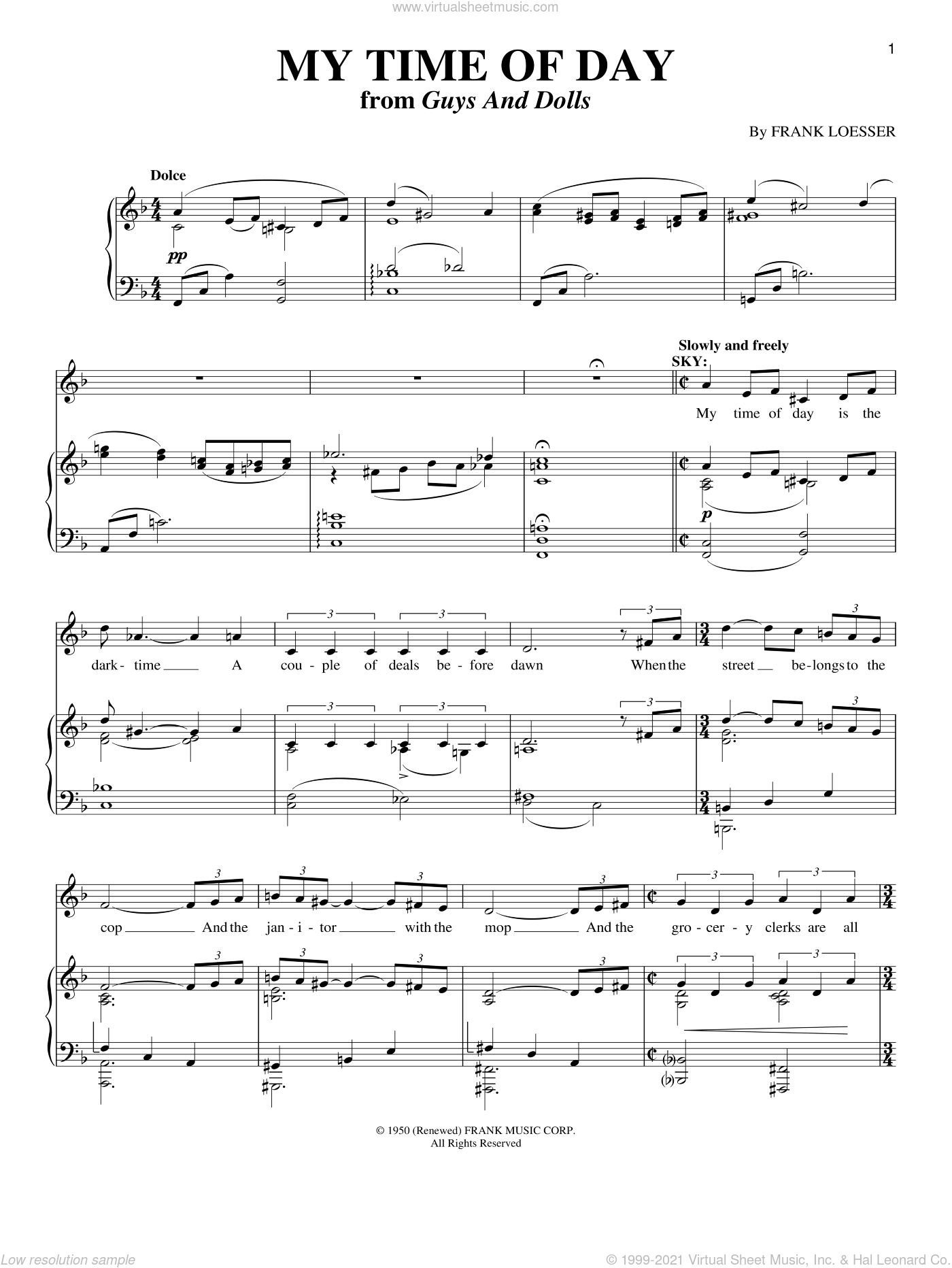 Loesser My Time Of Day Sheet Music For Voice And Piano Pdf