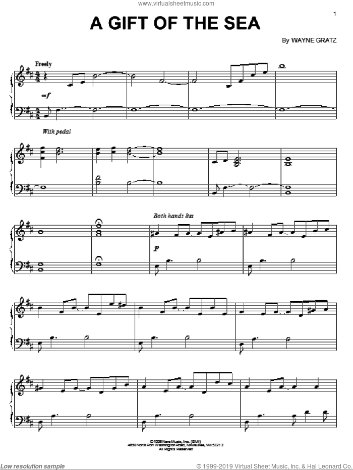 A Gift Of The Sea Sheet Music For Piano Solo (pdf-interactive)