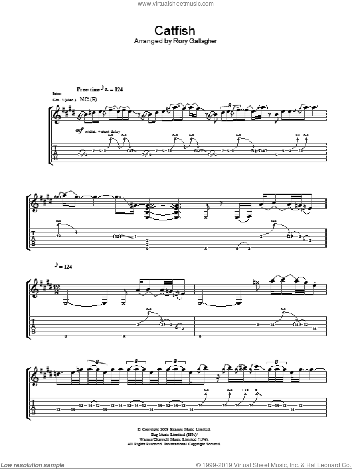 Catfish sheet music for guitar (tablature) (PDF)