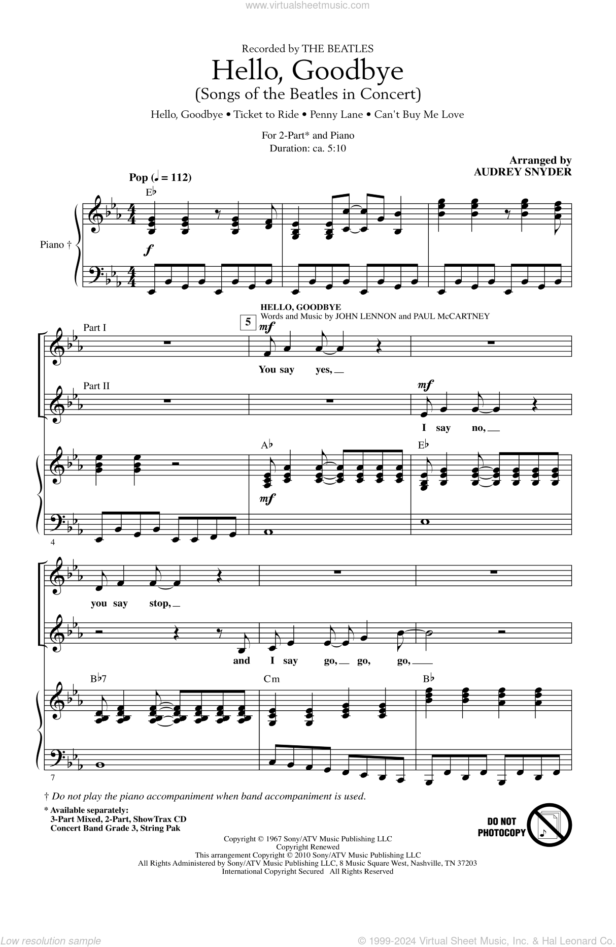 Hello, Goodbye (Songs Of The Beatles In Concert) sheet music for choir ...