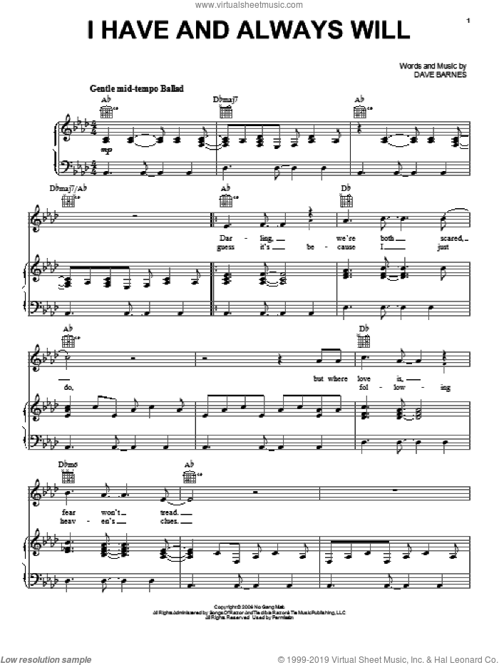 I Have And Always Will sheet music for voice, piano or guitar