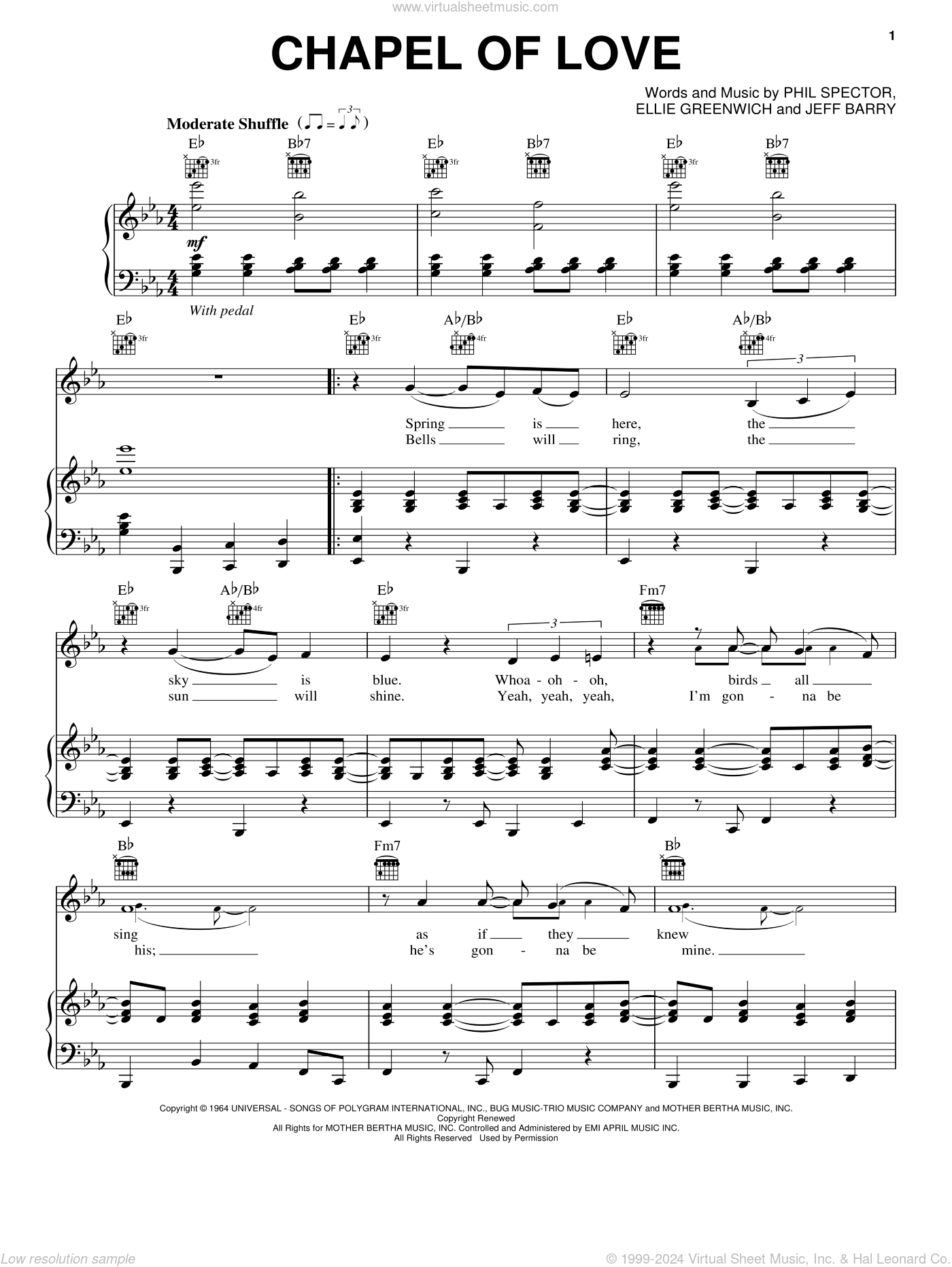 Chapel Of Love sheet music for voice and piano (PDFinteractive)