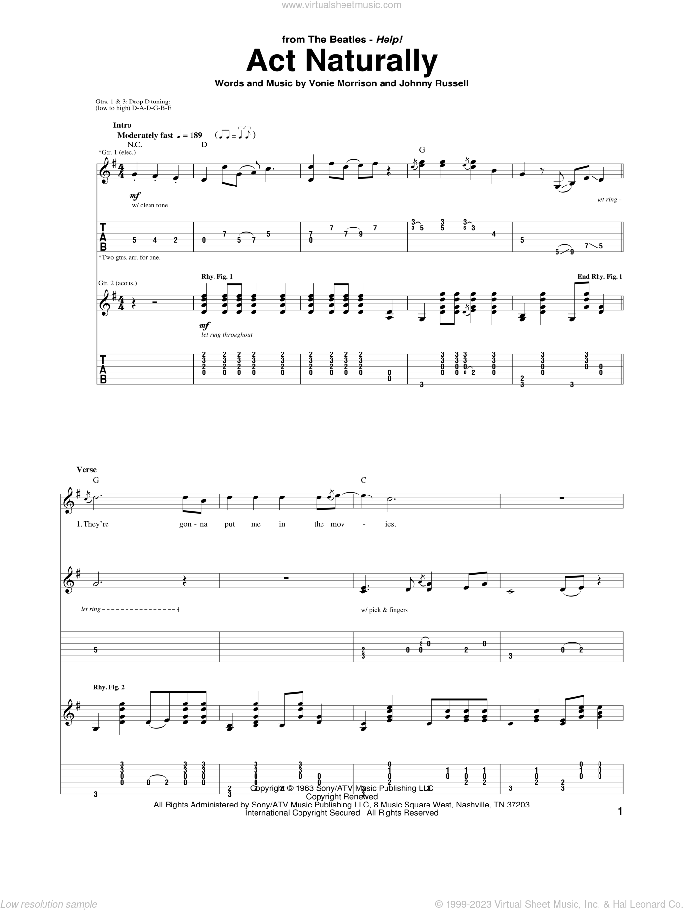 Act Naturally Sheet Music For Guitar (tablature) (PDF)