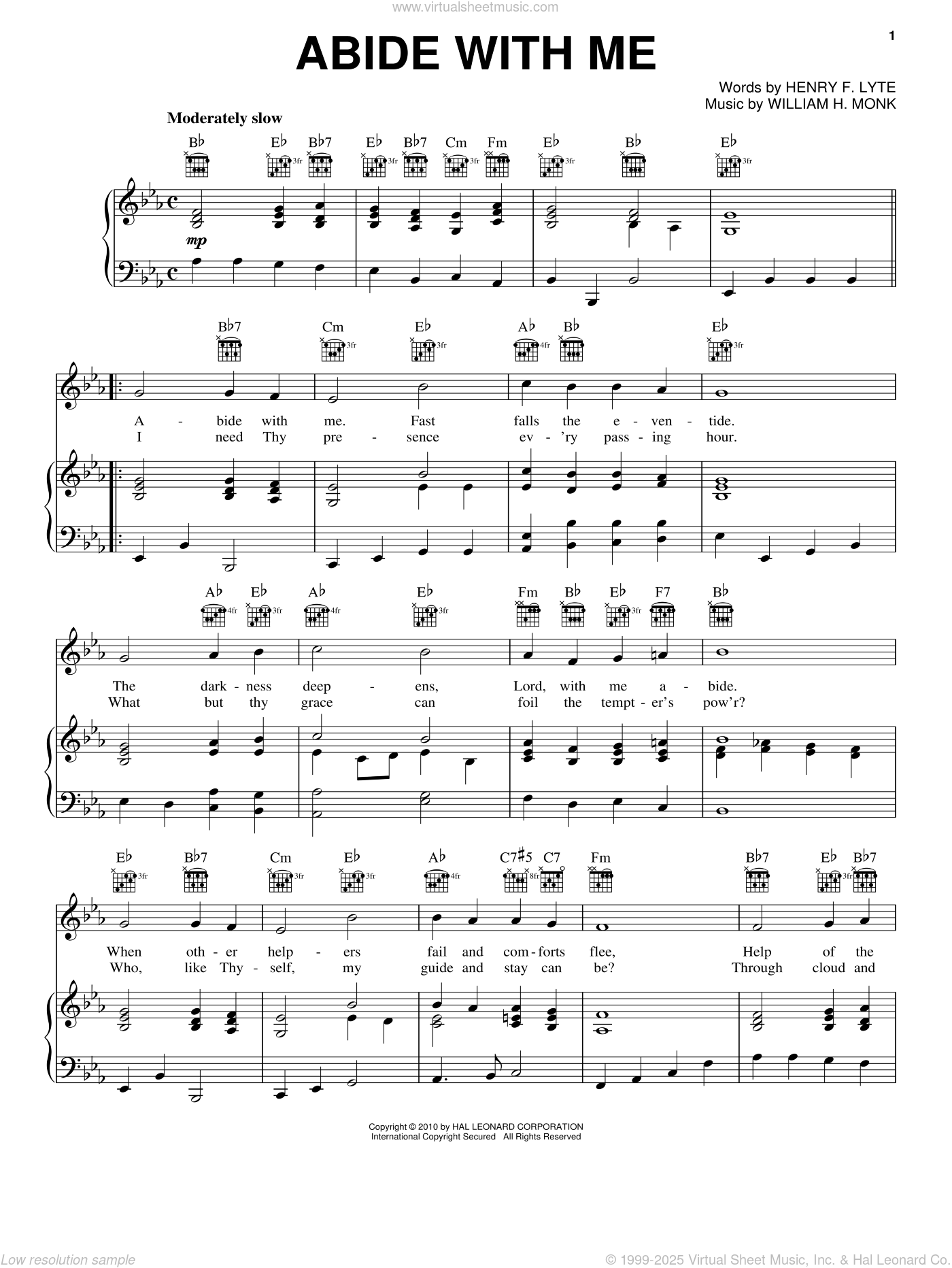 Henry F Lyte Abide With Me Sheet Music For Voice Piano Or Guitar 1074