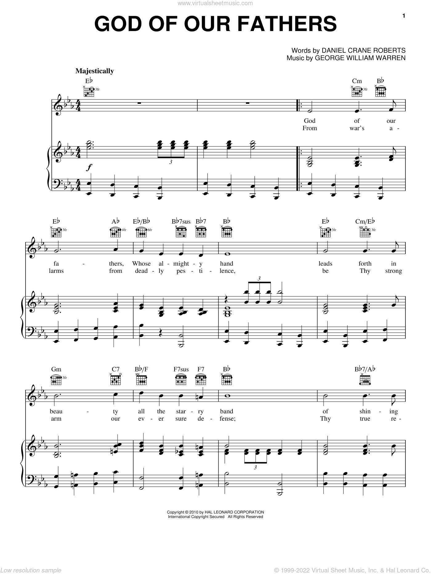 God Of Our Fathers sheet music for voice, piano or guitar (PDF)