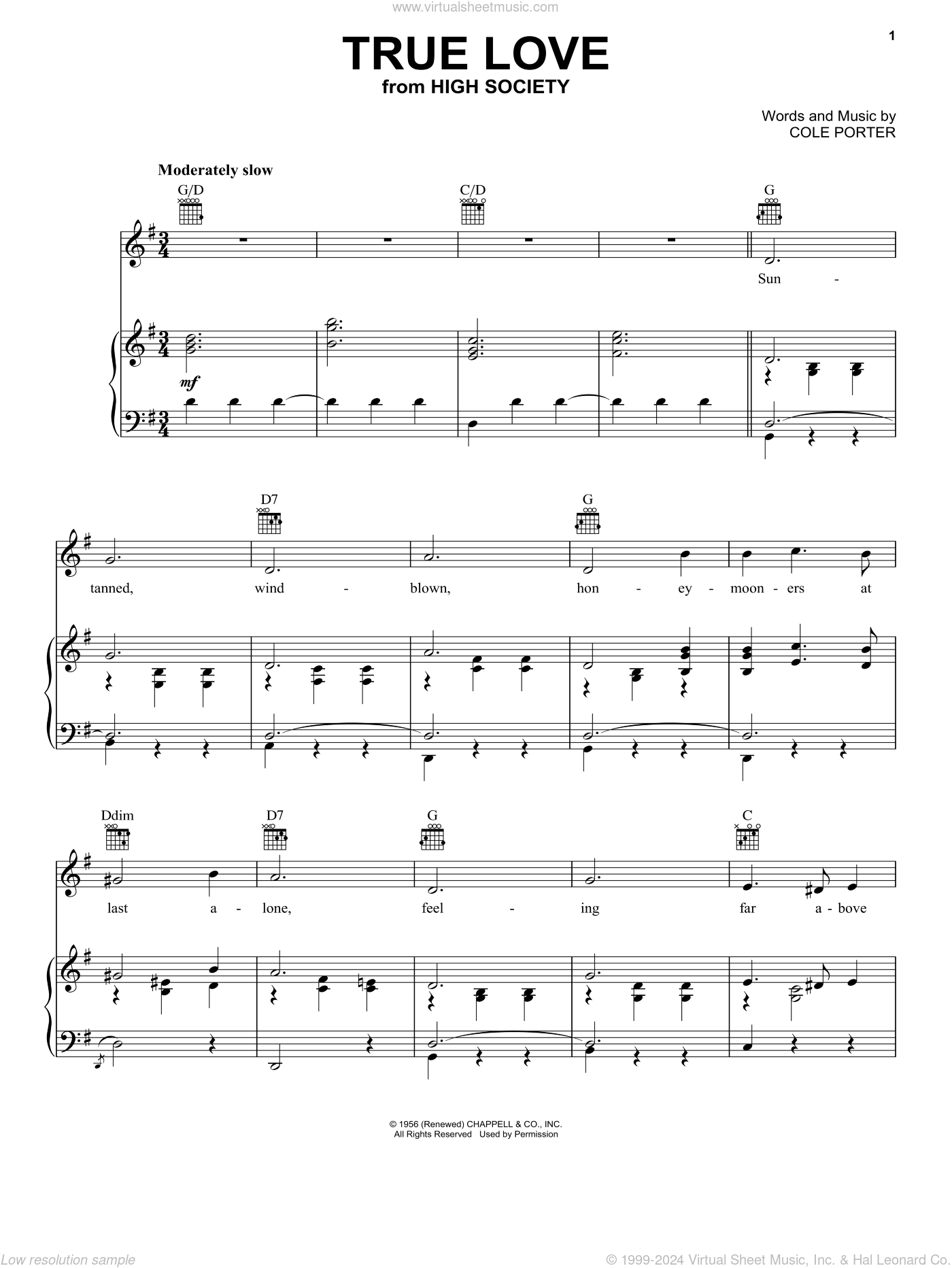 Cline - True Love sheet music for voice, piano or guitar [PDF]