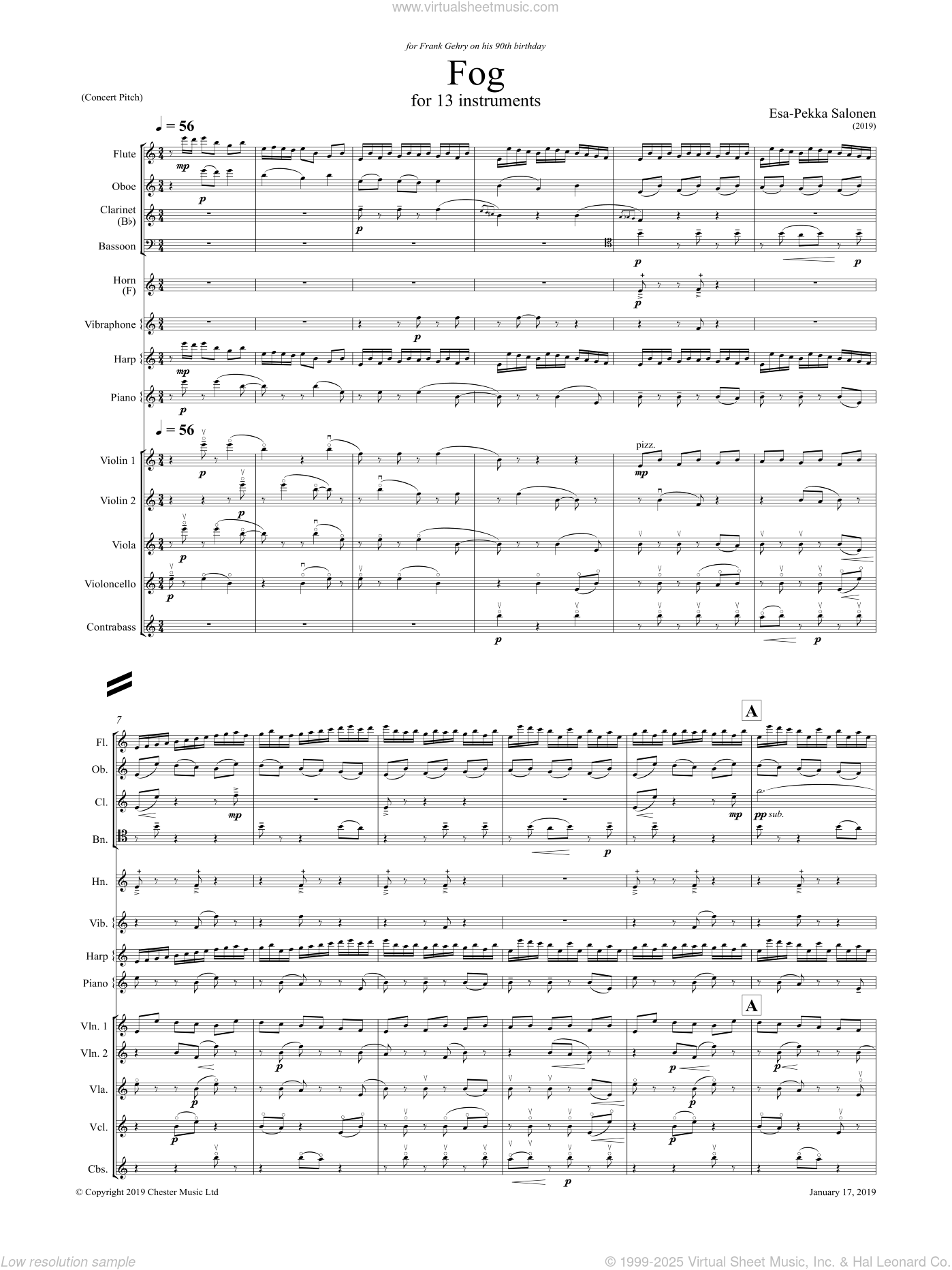 Fog (for 13 instruments) sheet music (study score part, (for 13 ...