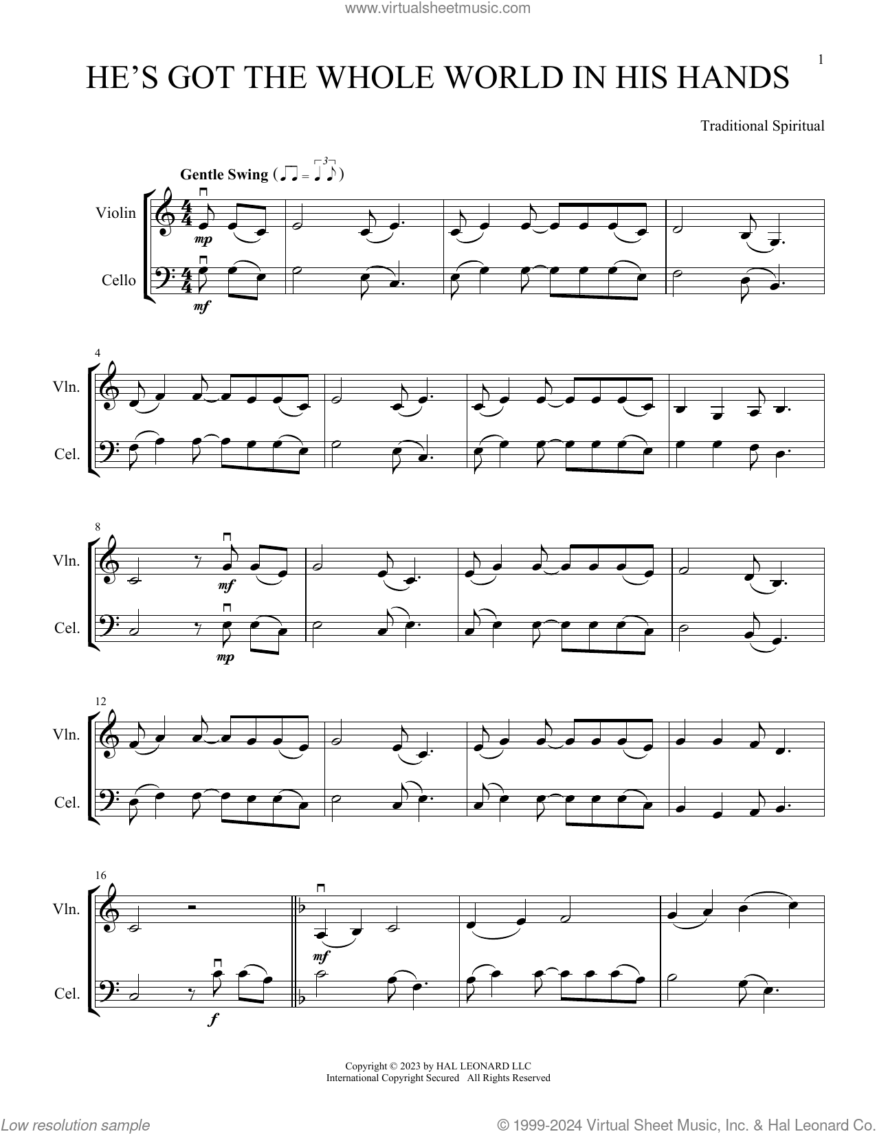 He's Got The Whole World In His Hands (arr. Michelle Hynson) sheet
