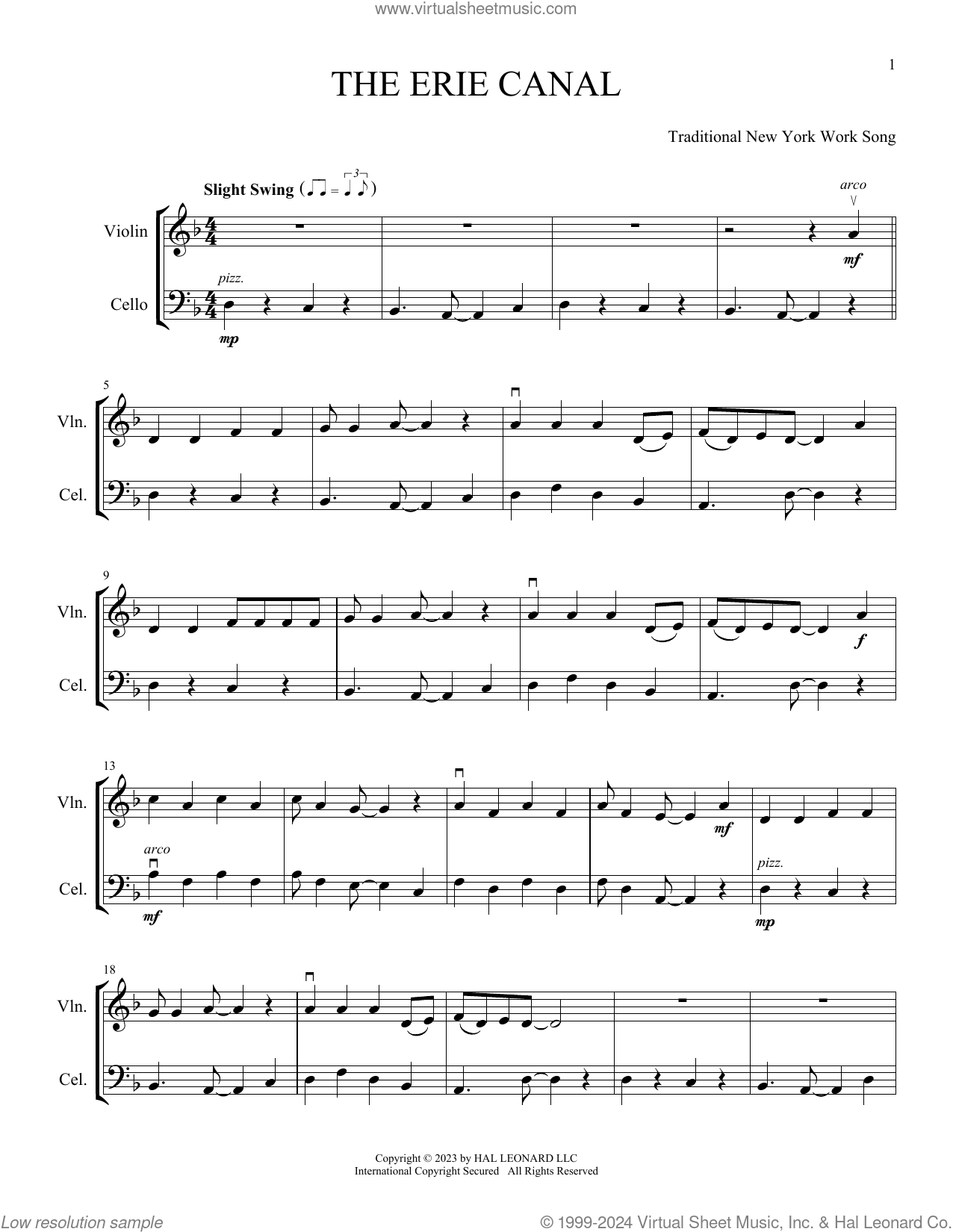 The Erie Canal (arr. Michelle Hynson) sheet music for instrumental duet