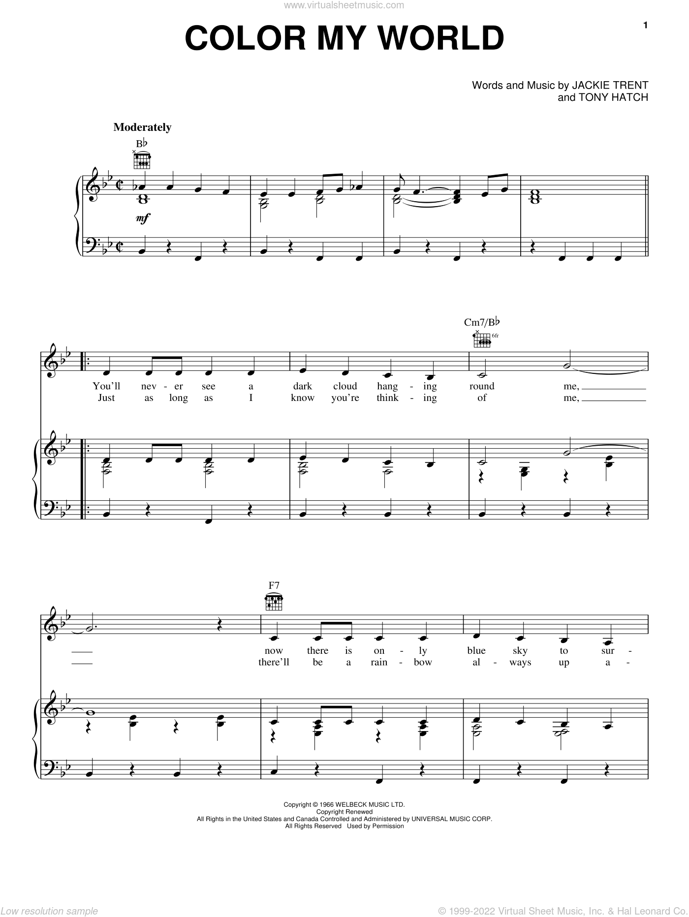 Clark Color My World Sheet Music For Voice Piano Or Guitar