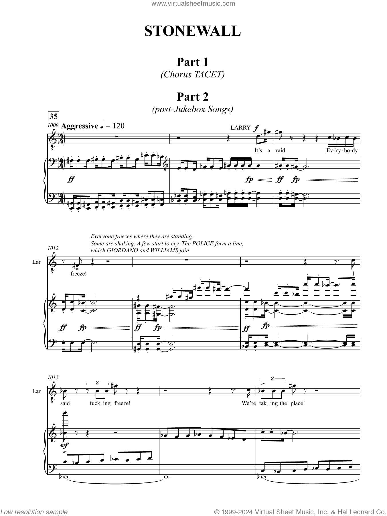 Stonewall sheet music for choir (PDF)