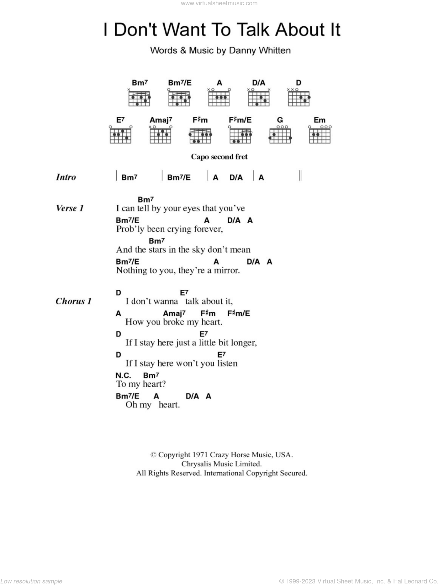 Girl I Dont Want To Talk About It Sheet Music For Guitar Chords