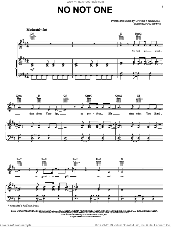 No Not One sheet music for voice, piano or guitar (PDF)