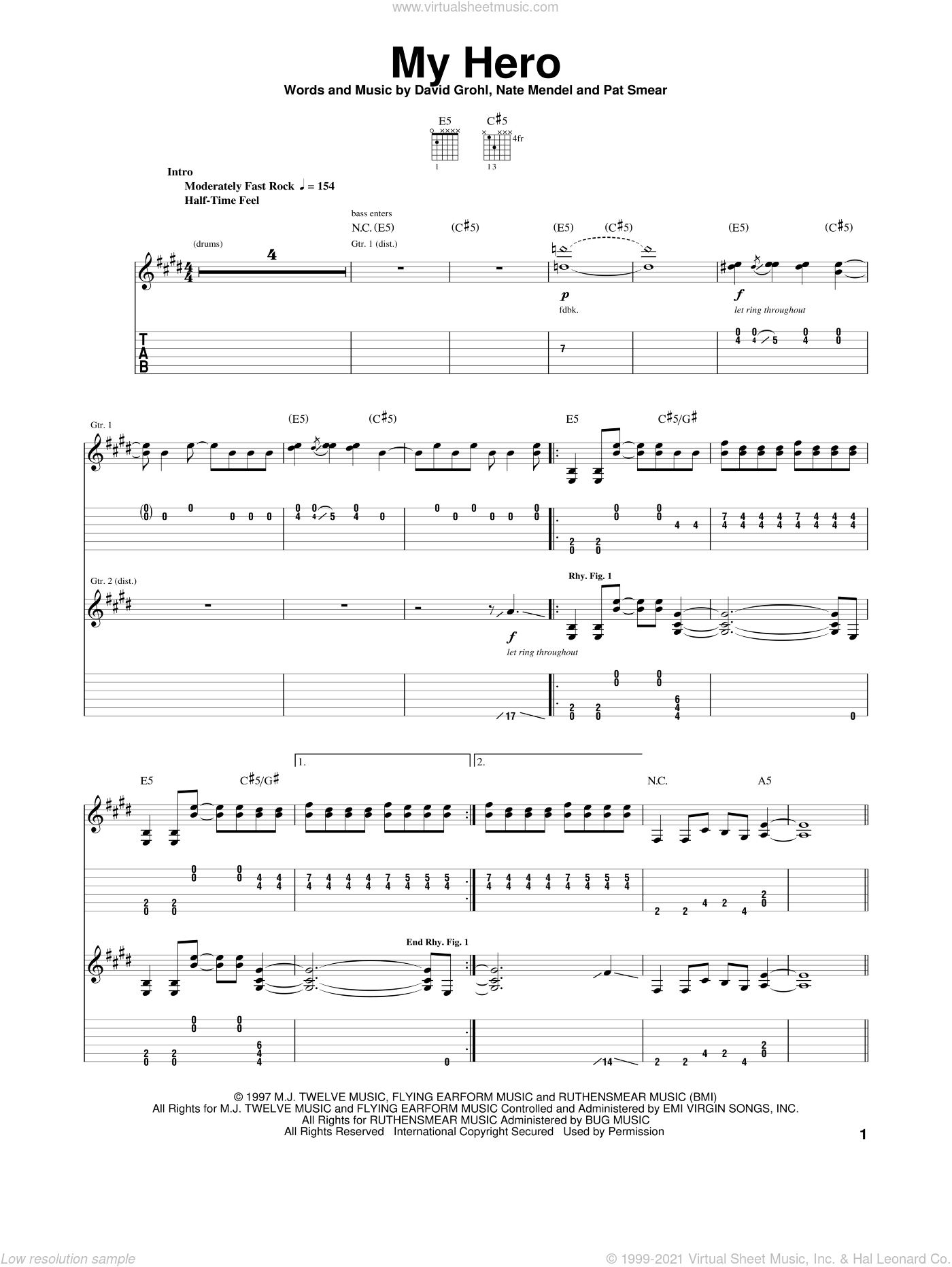 Foo Fighters - My Hero Lyrics and Chords, PDF