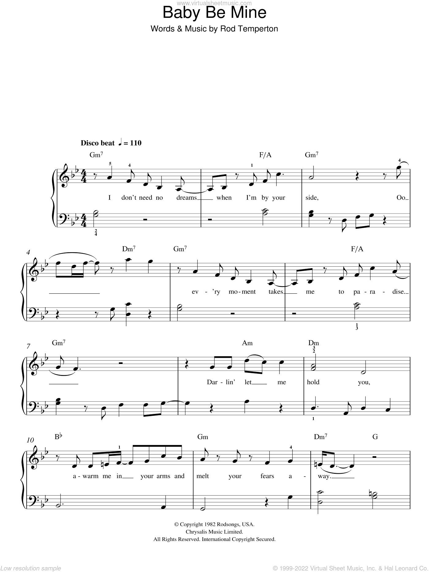 Jackson Baby Be Mine Sheet Music For Piano Solo Pdf