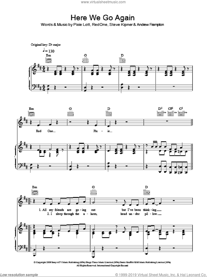 Lott Here We Go Again Sheet Music For Voice Piano Or Guitar