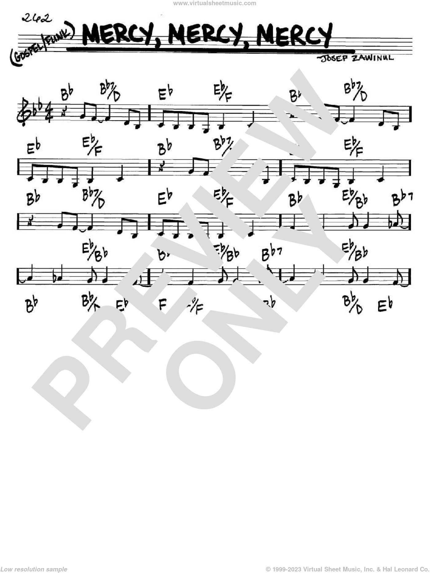 Mercy, Mercy, Mercy sheet music (real book - melody and chords) (in C)