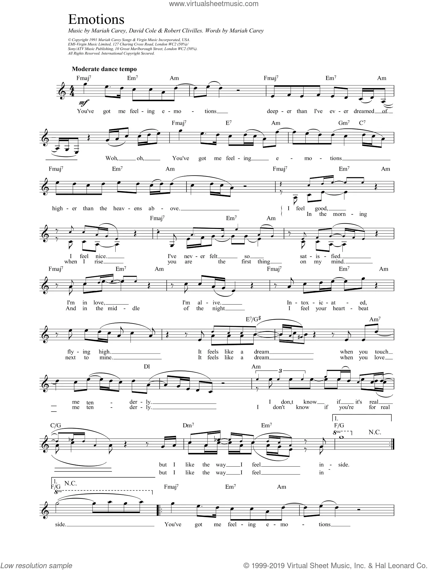 Carey Emotions Sheet Music Fake Book Pdf