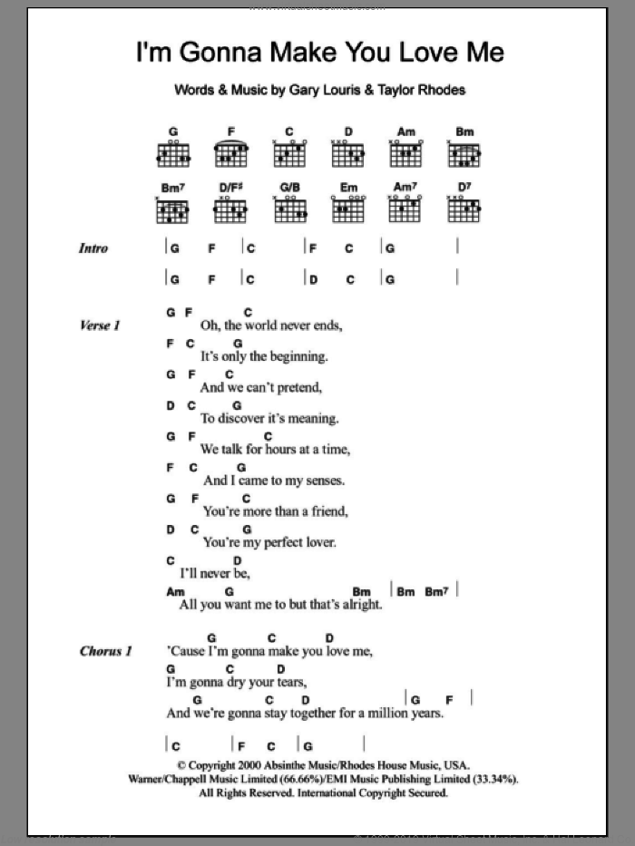 I'm Gonna Make You Love Me sheet music for guitar (chords) (PDF)