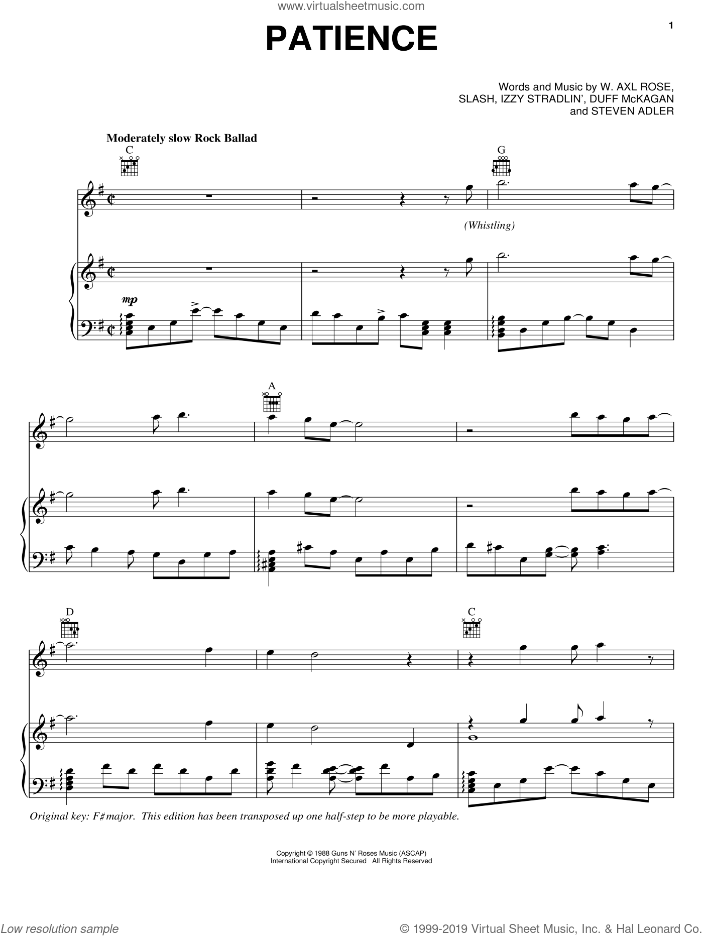Patience sheet music for mandolin (chords only) (PDF)