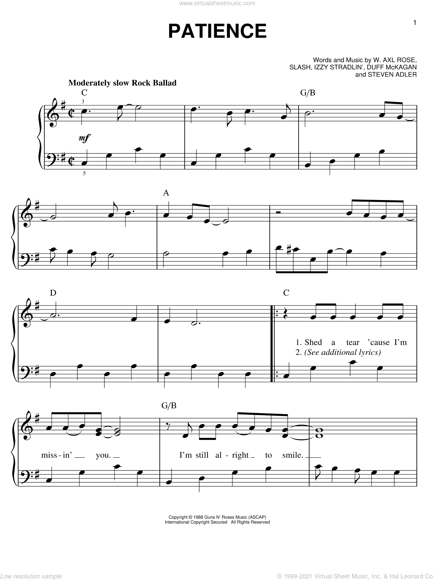 Guns N' Roses: Patience sheet music (fake book) (PDF-interactive)