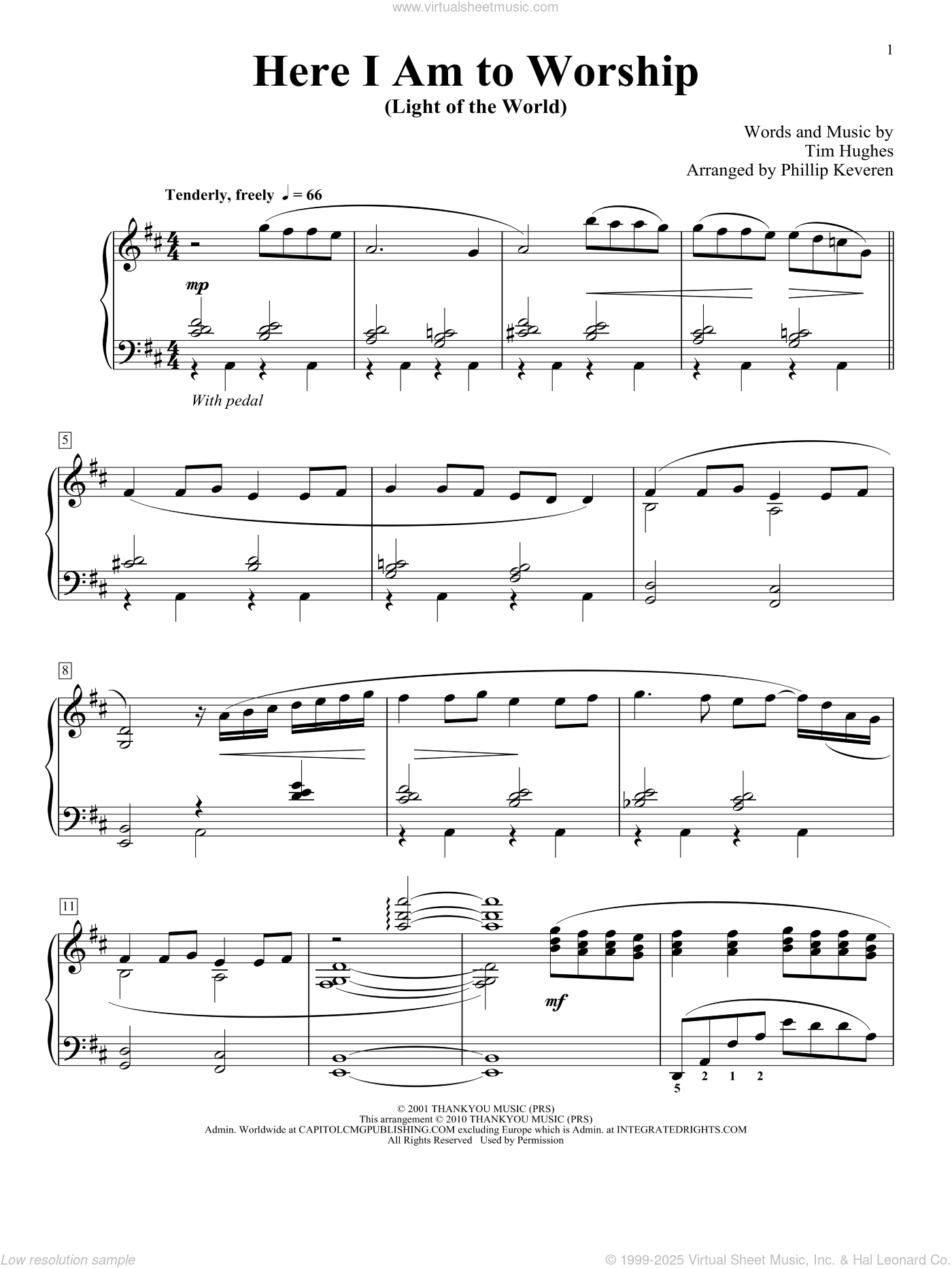 Here I Am To Worship [Jazz version] (arr. Phillip Keveren) sheet music ...