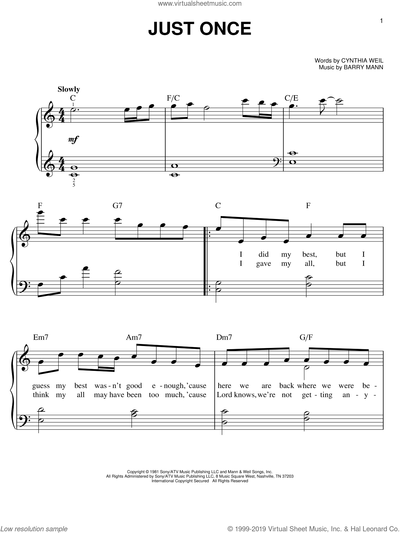 Ingram Just Once Sheet Music For Piano Solo Pdf Interactive