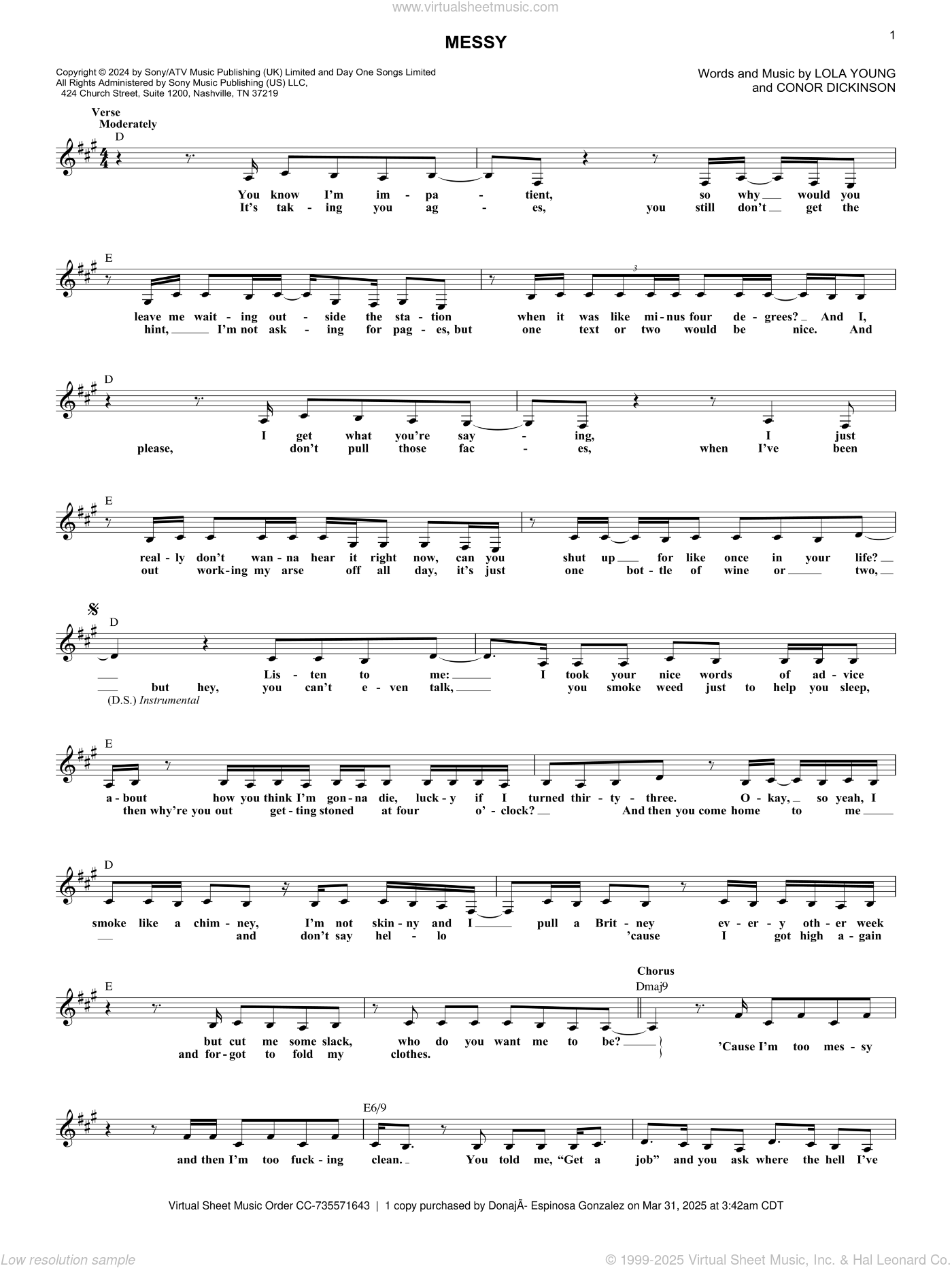 Musical Script Messy Messy sheet music for voice and other instruments (fake book)