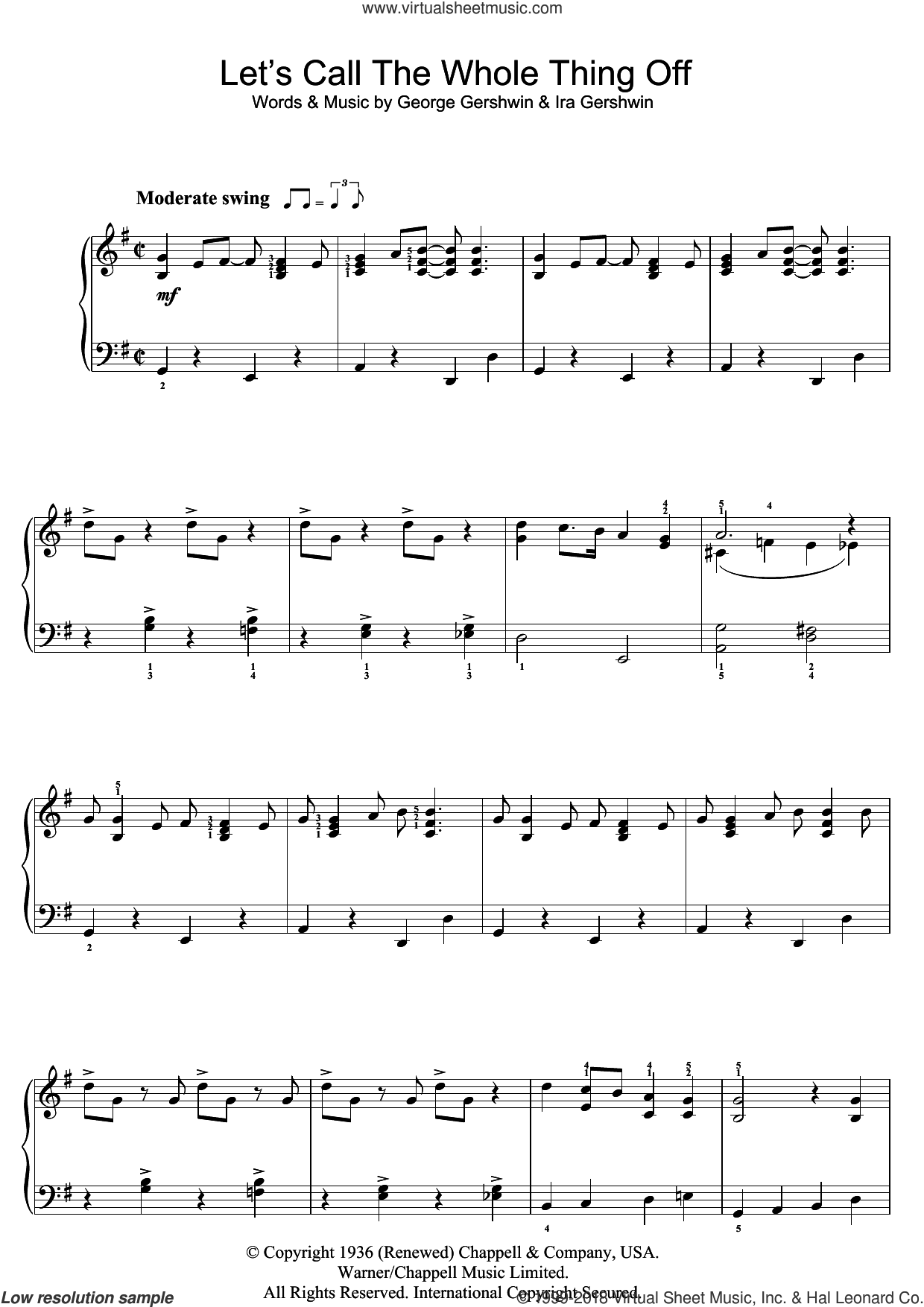 Let's Call The Whole Thing Off sheet music (easy) for piano solo