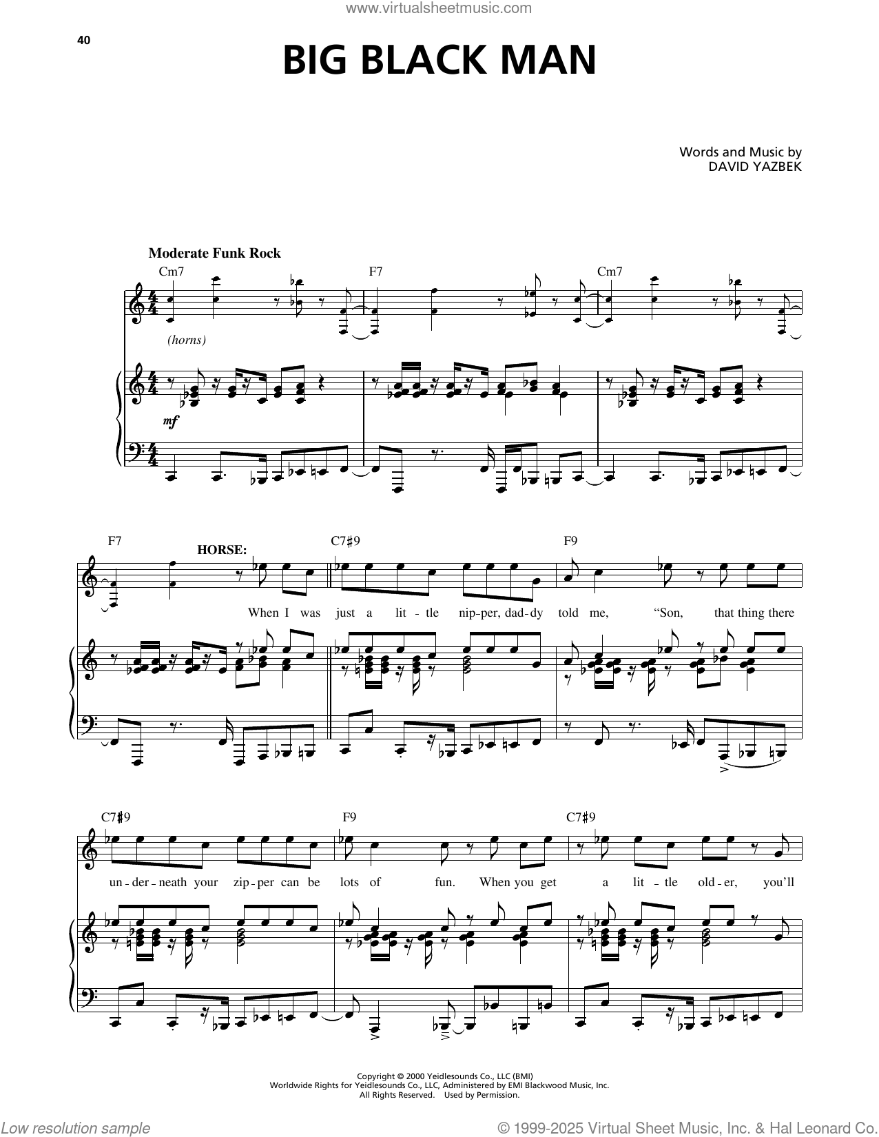 Big Black Man (from The Full Monty) sheet music for voice, piano or guitar