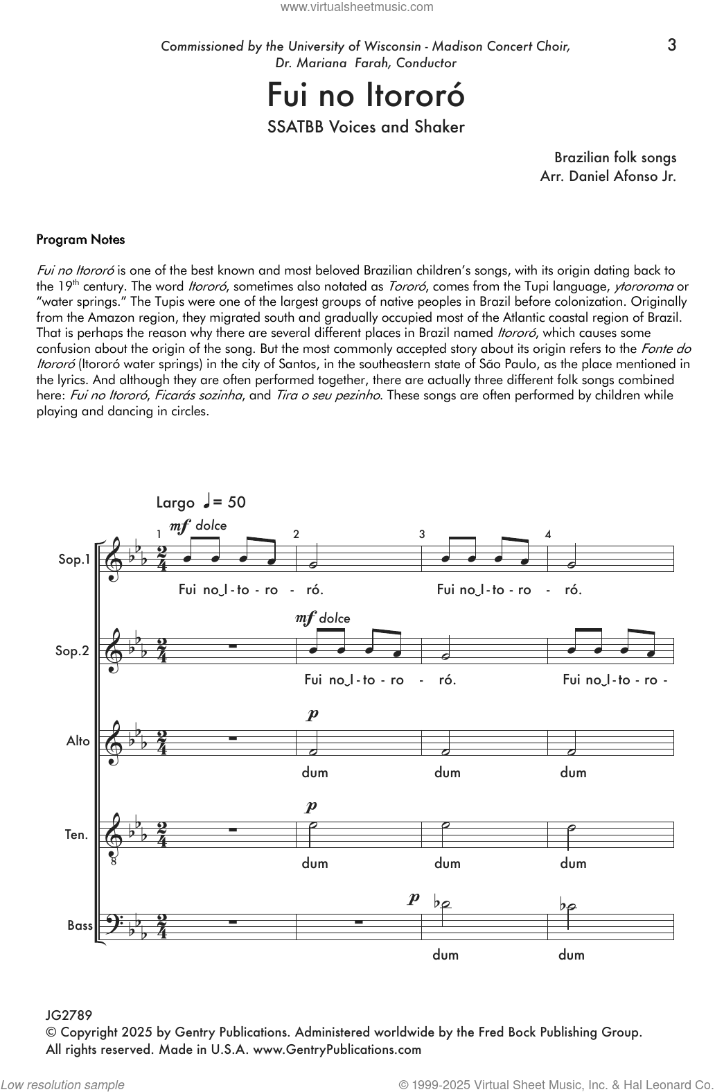 Fui no itororo sheet music for choir (SATB Divisi) (PDF)