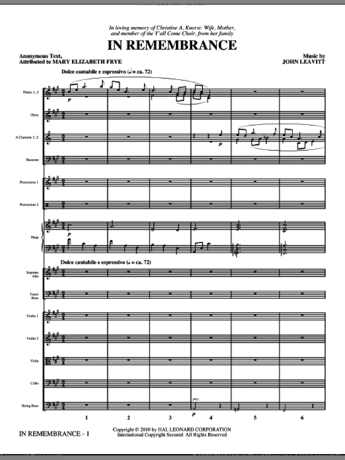 In Remembrance Sheets.pdf In Remembrance (complete set of parts) sheet music for orchestra/band ...