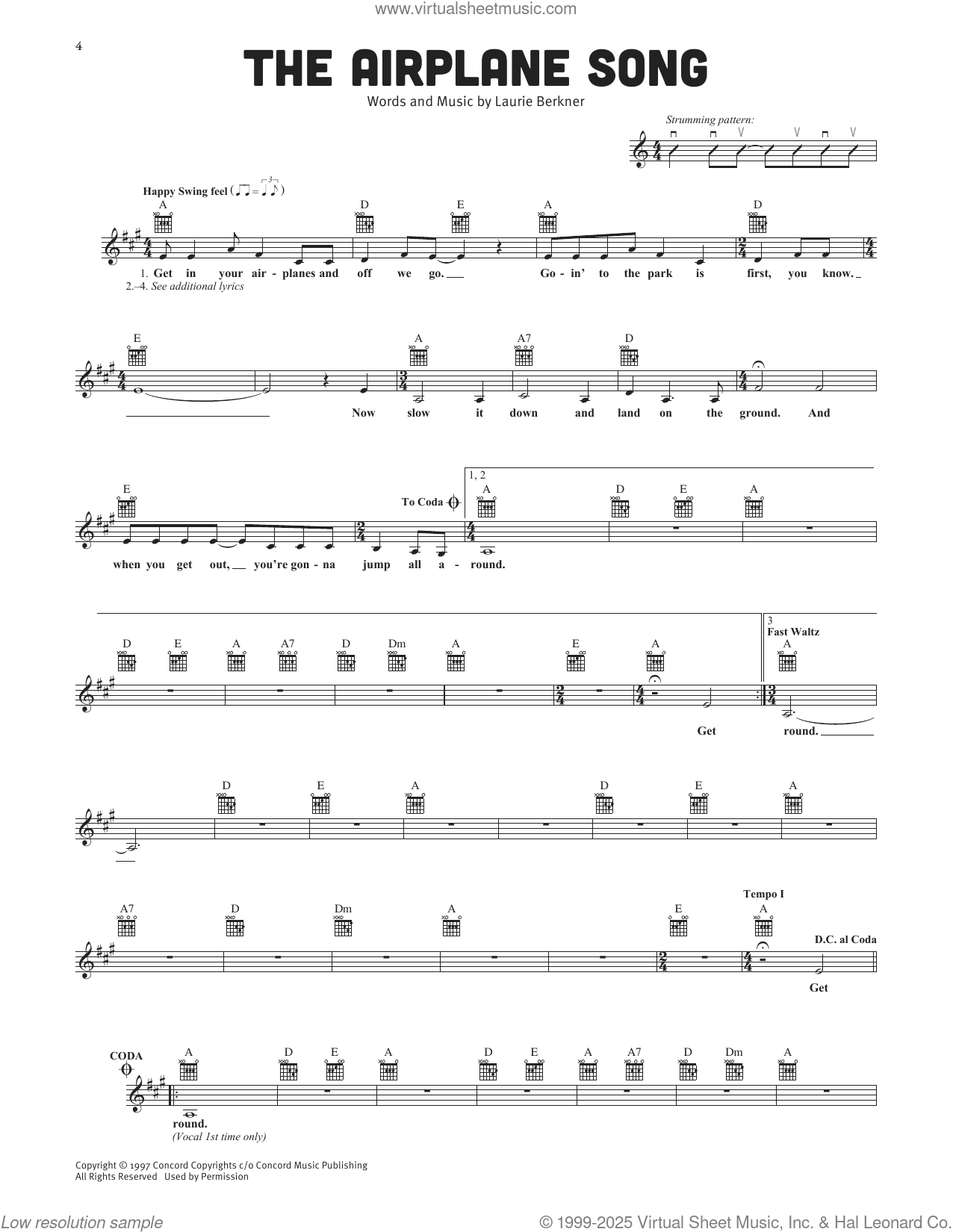 The Airplane Song sheet music (fake book) (PDF)