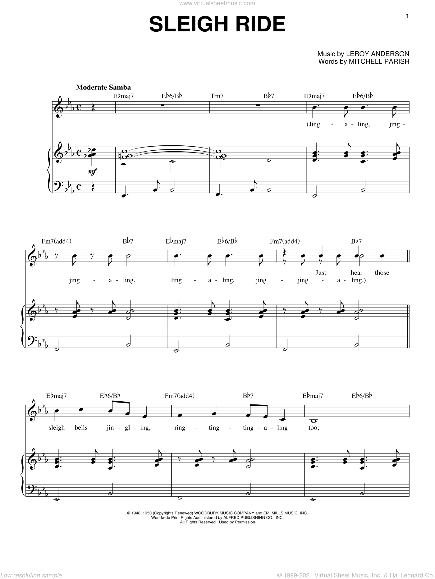 Anderson - Sleigh Ride sheet music for voice and piano v2