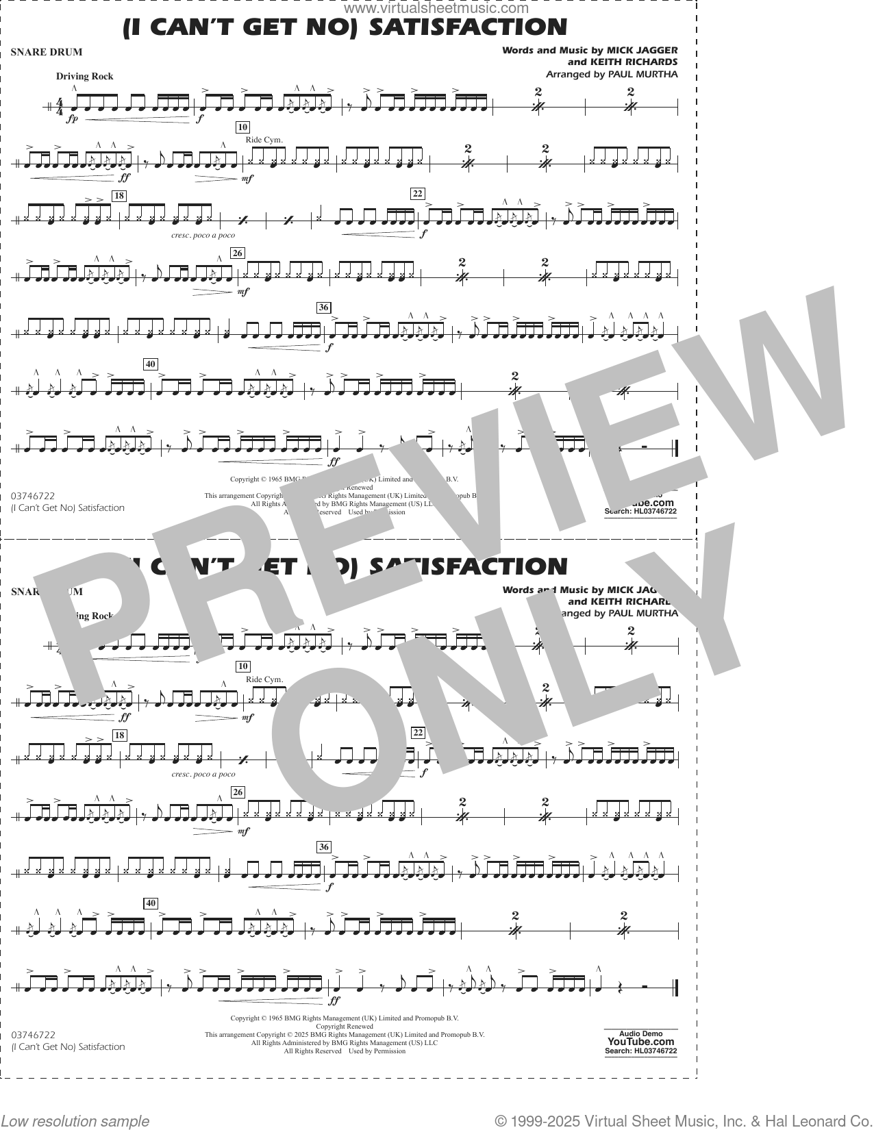 I Can T Get No Sleep übersetzung (I Can't Get No) Satisfaction (arr. Paul Murtha) sheet music for