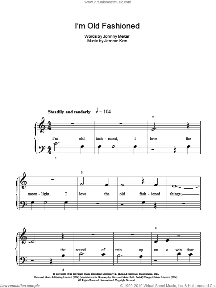 I'm Old Fashioned sheet music (easy) for piano solo (PDF)