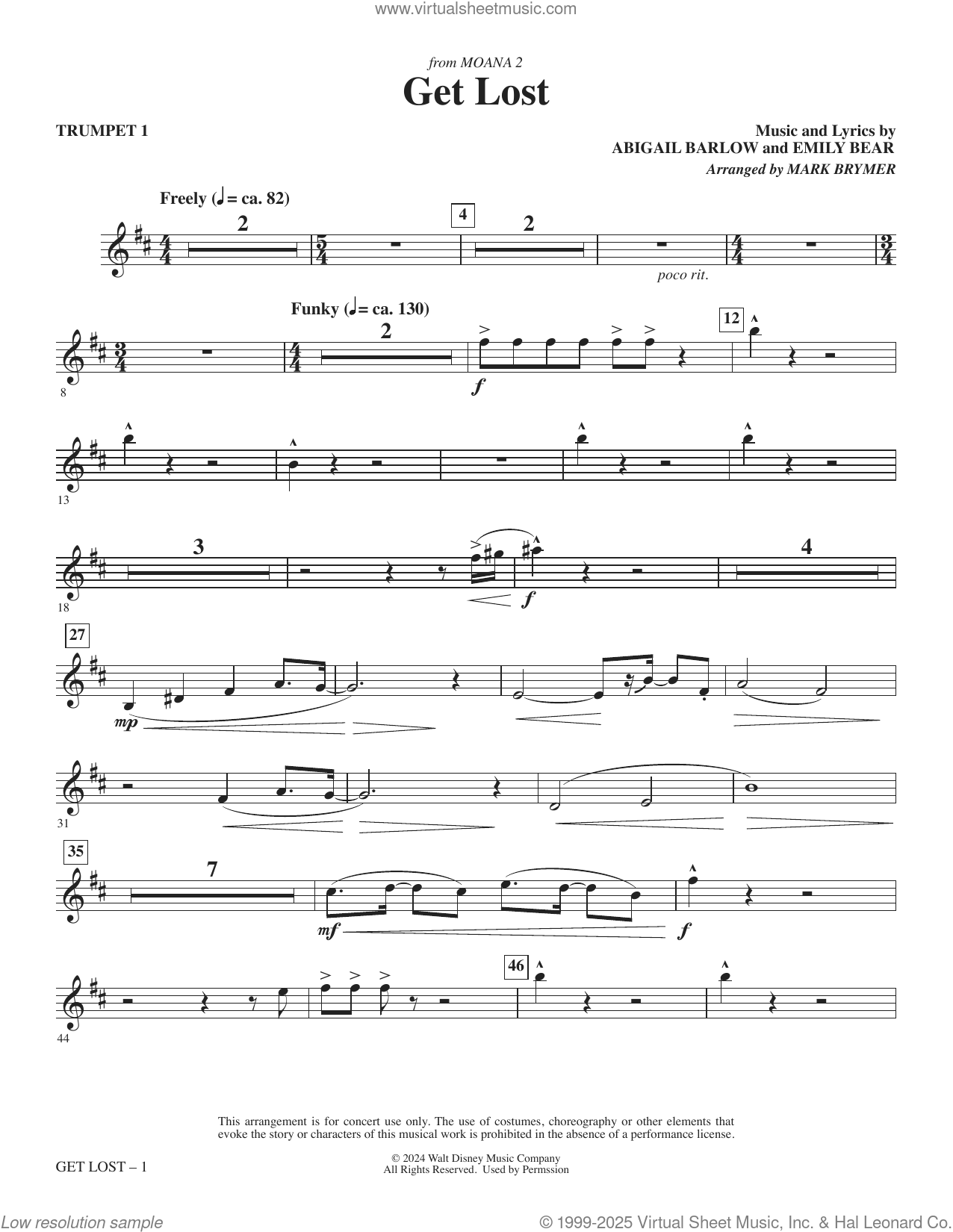 Get Lost (from Moana 2) (arr. Mark Brymer) (complete set of parts