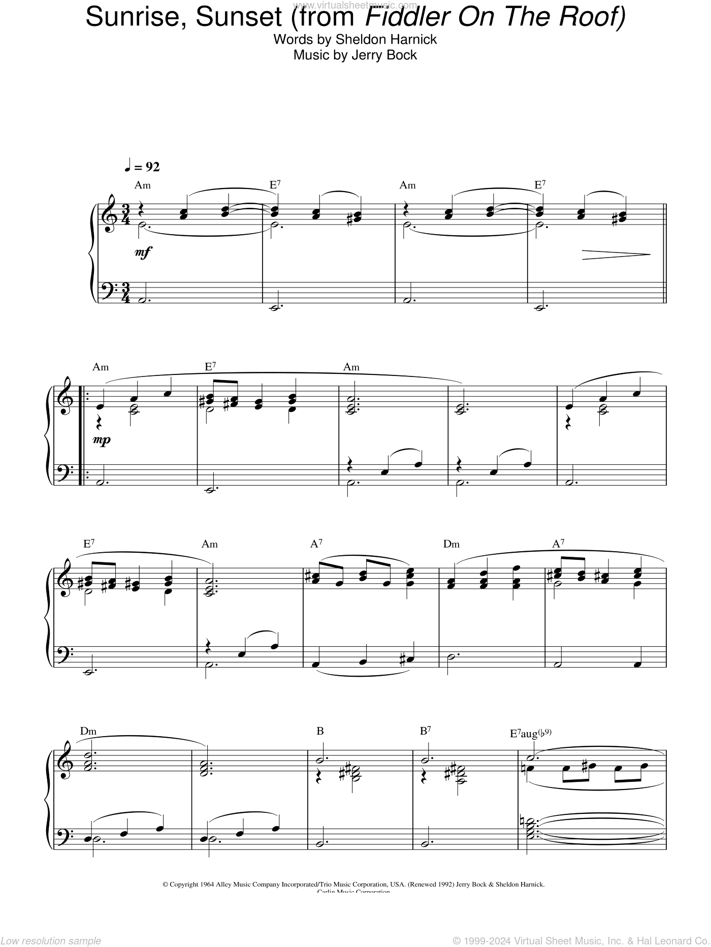 Sunrise Sunset Sheet Music Epic Sheet Music