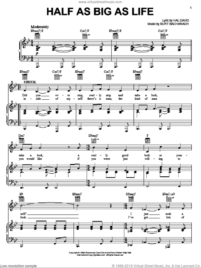 Half As Big As Life sheet music for voice, piano or guitar (PDF)