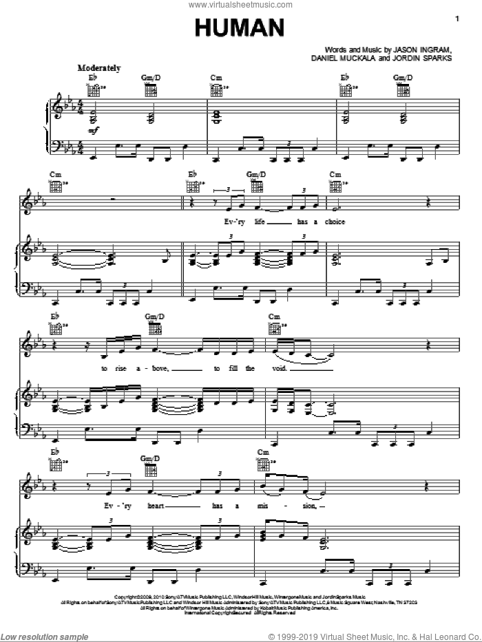 Natalie Grant: Human sheet music for voice, piano or guitar (PDF)