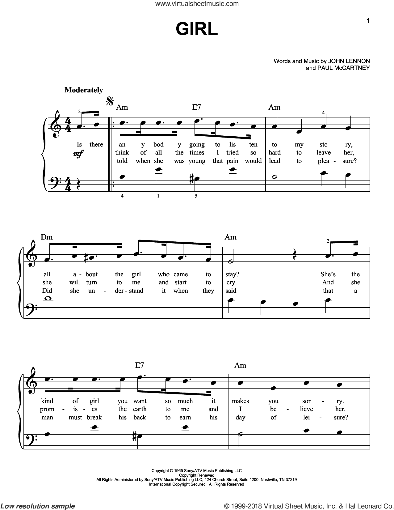 Woman by John Lennon - Easy Piano - Digital Sheet Music