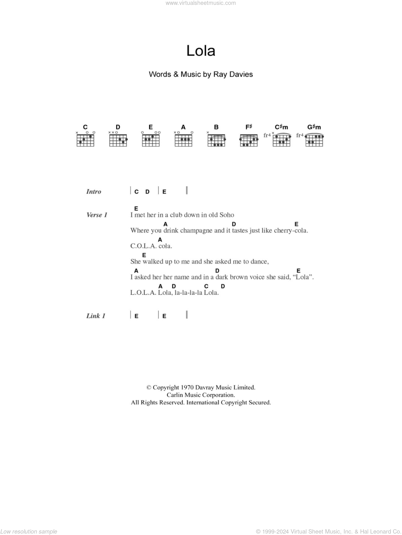 Lola текст. Lola Chords.