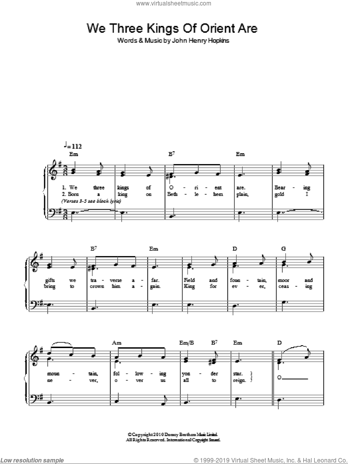 Hopkins, Jr. - We Three Kings Of Orient Are, (easy) sheet ...