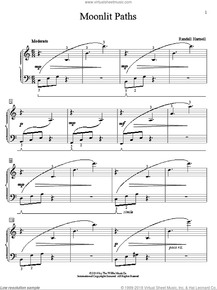 Moonlit Paths sheet music for piano solo (elementary) (PDF)