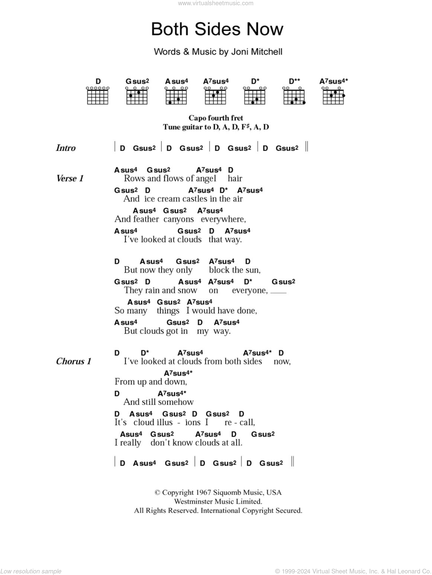 Both Sides Now sheet music for guitar (chords) (PDF)