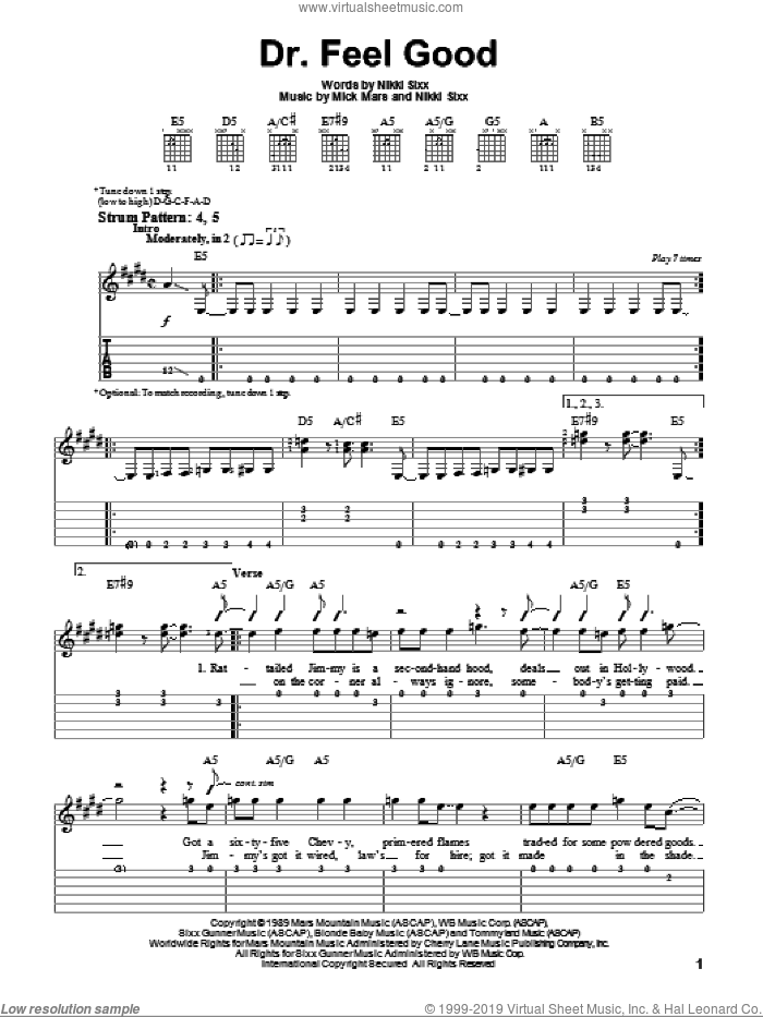 Dr. Feel Good sheet music for guitar solo (easy tablature) (PDF)