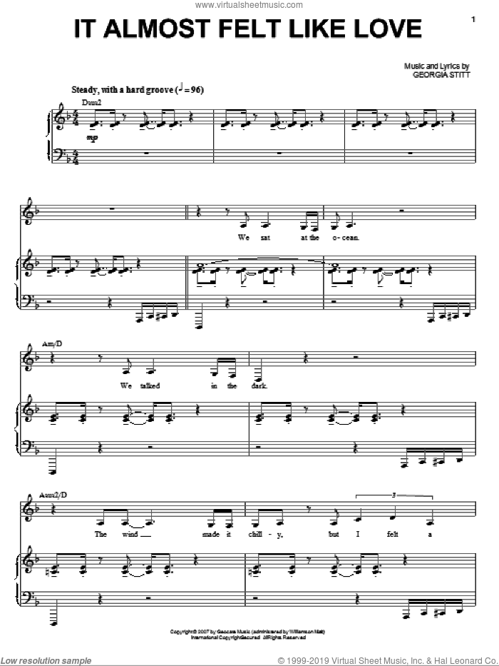 It Almost Felt Like Love sheet music for voice and piano (PDF)