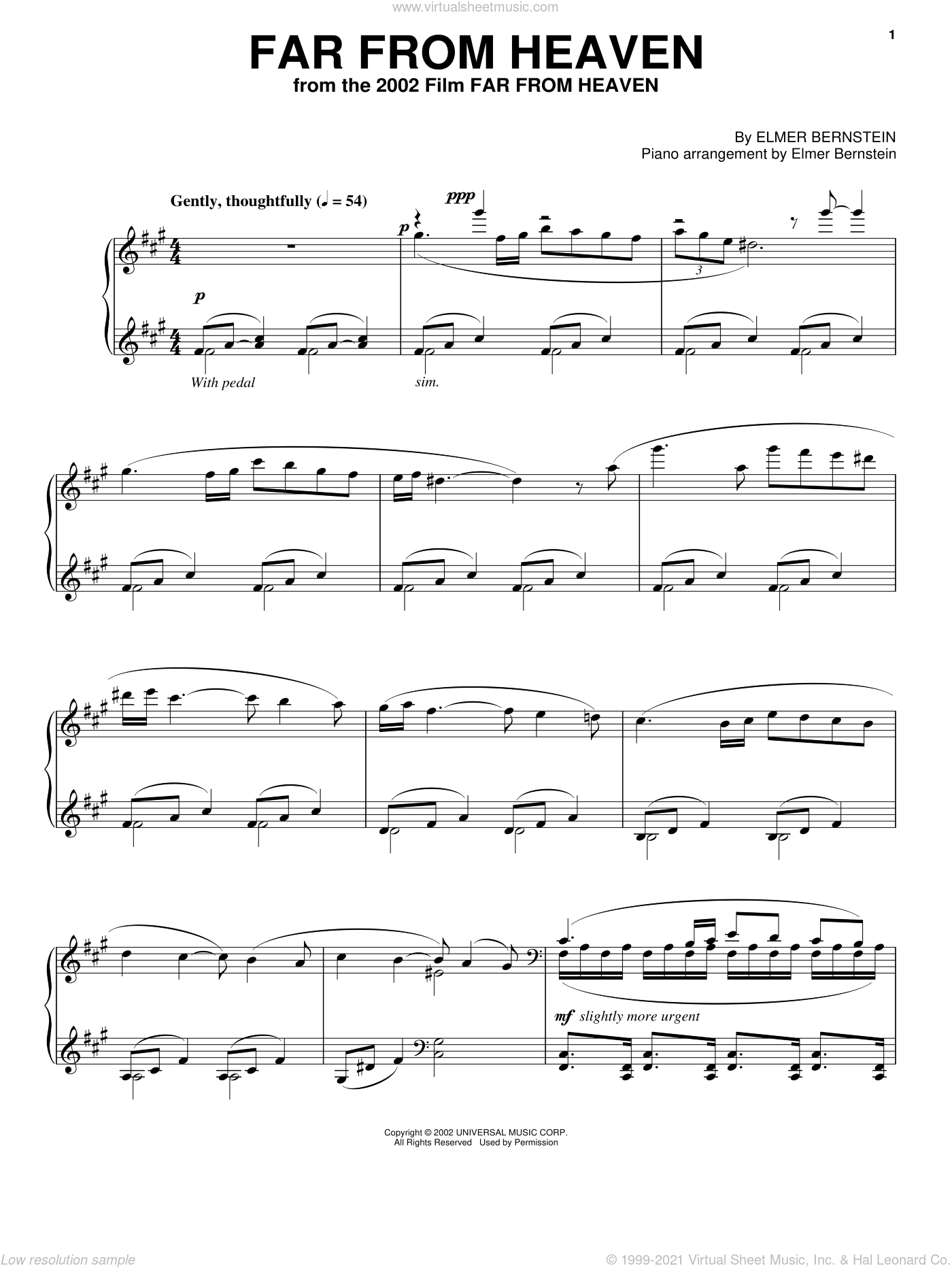 Far From Heaven sheet music for piano solo PDF interactive